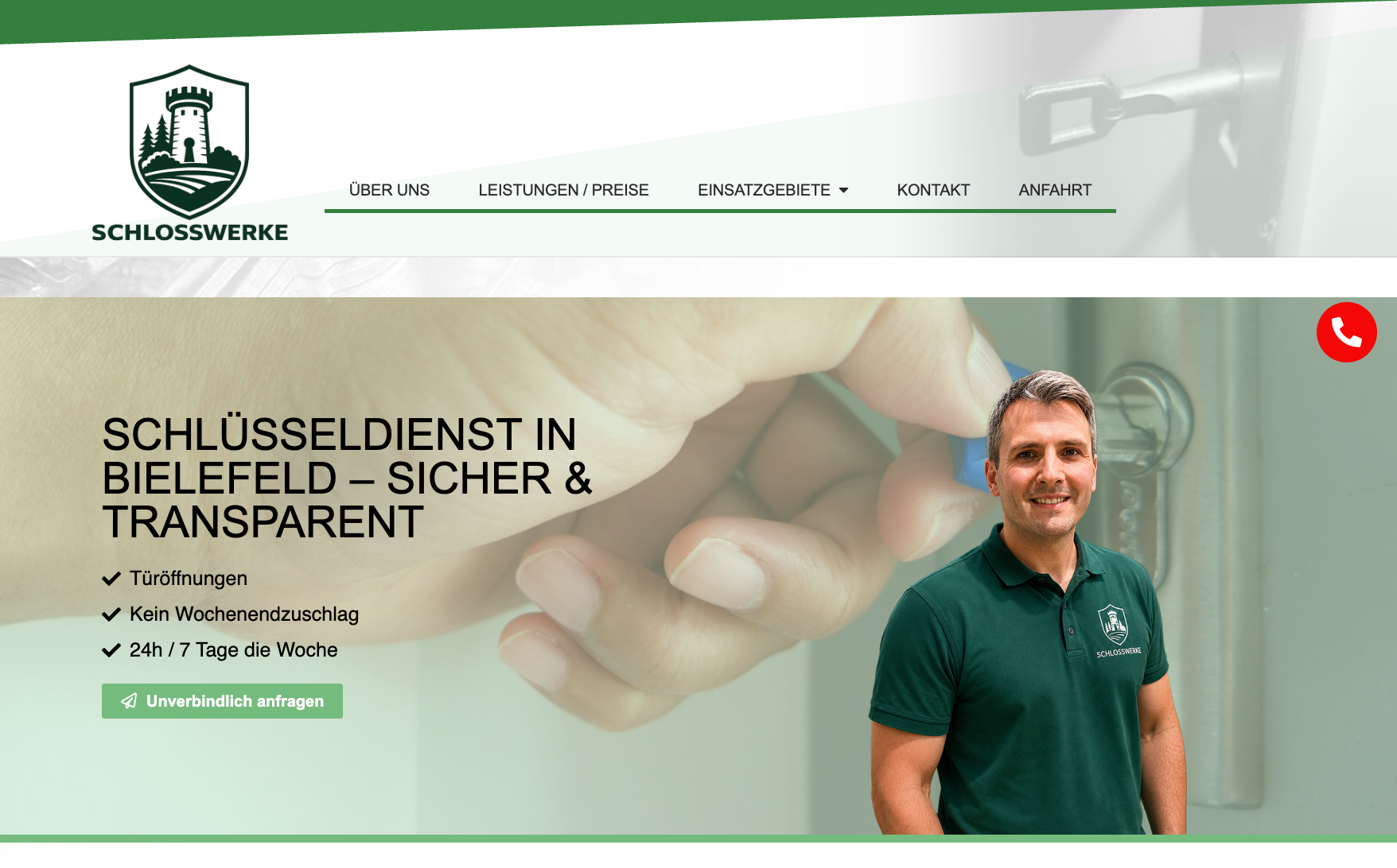 Schlüsseldienst Bielefeld – Website Vorschau